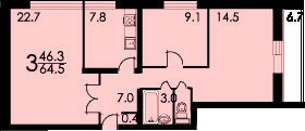 Планы квартир дома серии II-68