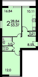 Планы квартир дома серии И-522А