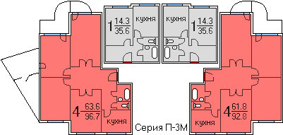 Планы квартир дома серии П-3М