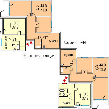 Планы квартир дома серии П-44
