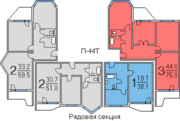 Планы квартир дома серии П-44Т
