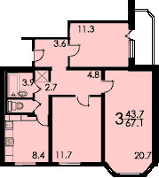 Планы квартир дома серии ПД-3